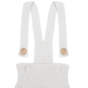Short Thick Knitted Organic Cotton Baby Knitted Jumpsuit Cream - EFENDINA PAZAR - BABOO - 