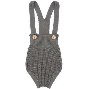 Short Thick Knitted Organic Cotton Baby Knitted Jumpsuit Gray - EFENDINA PAZAR - BABOO - 8682291514507