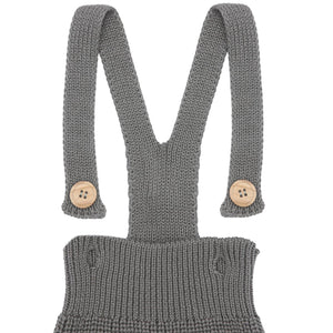Short Thick Knitted Organic Cotton Baby Knitted Jumpsuit Gray - EFENDINA PAZAR - BABOO - 8682291514507