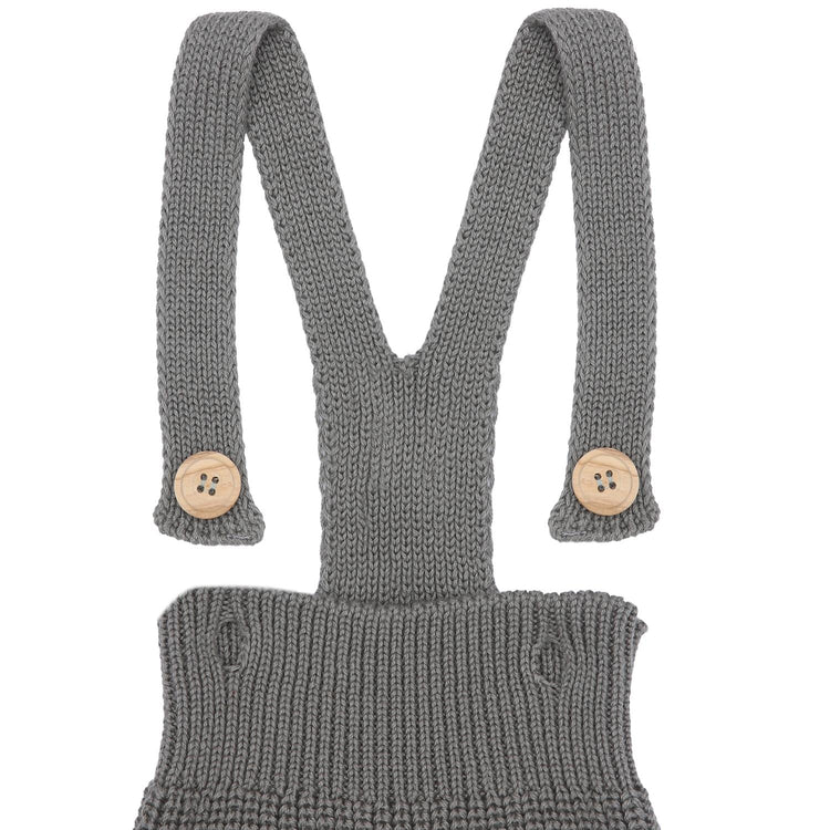 Short Thick Knitted Organic Cotton Baby Knitted Jumpsuit Gray - EFENDINA PAZAR - BABOO - 8682291514507