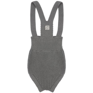 Short Thick Knitted Organic Cotton Baby Knitted Jumpsuit Gray - EFENDINA PAZAR - BABOO - 8682291514507