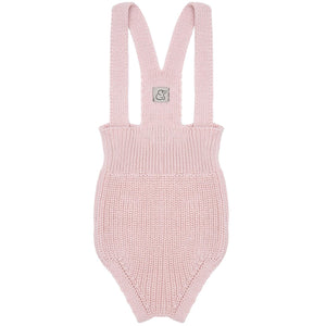 Short Thick Knitted Organic Cotton Baby Knitted Jumpsuit Pink - EFENDINA PAZAR - BABOO - 