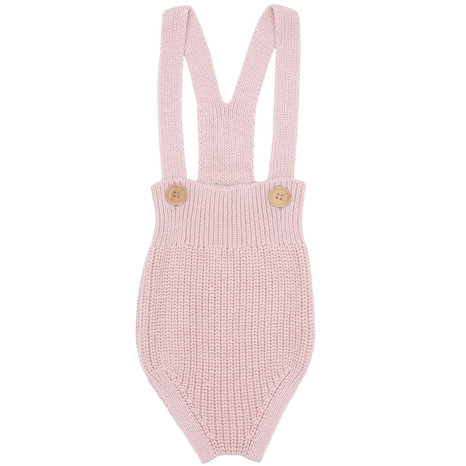 Short Thick Knitted Organic Cotton Baby Knitted Jumpsuit Pink - EFENDINA PAZAR - BABOO - 