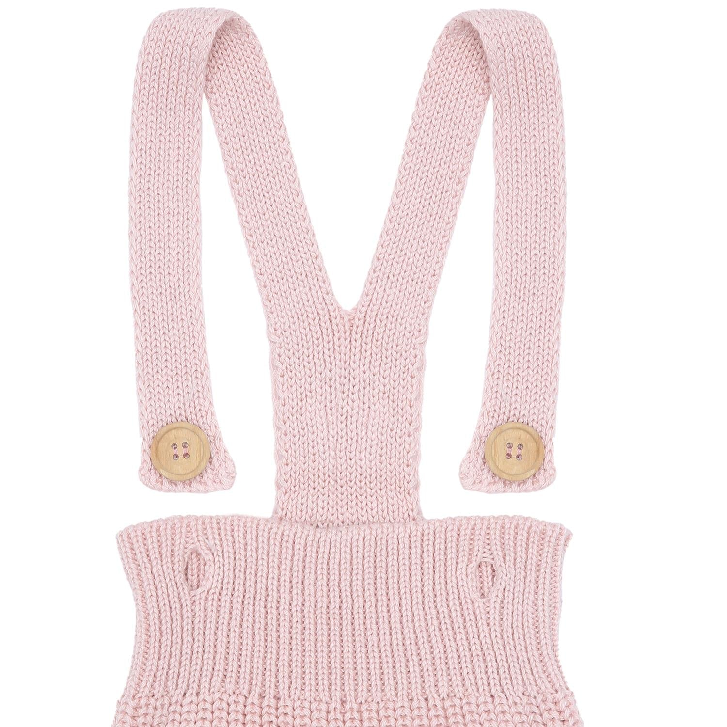 Short Thick Knitted Organic Cotton Baby Knitted Jumpsuit Pink - EFENDINA PAZAR - BABOO - 