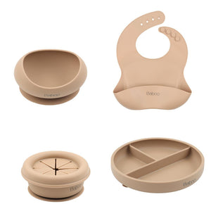 Silicone Baby Feeding Set Beige - EFENDINA PAZAR - BABOO - 