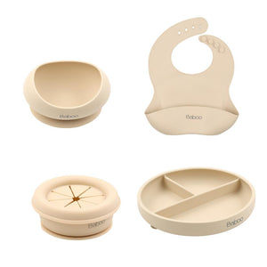 Silicone Baby Feeding Set Cream - EFENDINA PAZAR - BABOO - 8691810024977