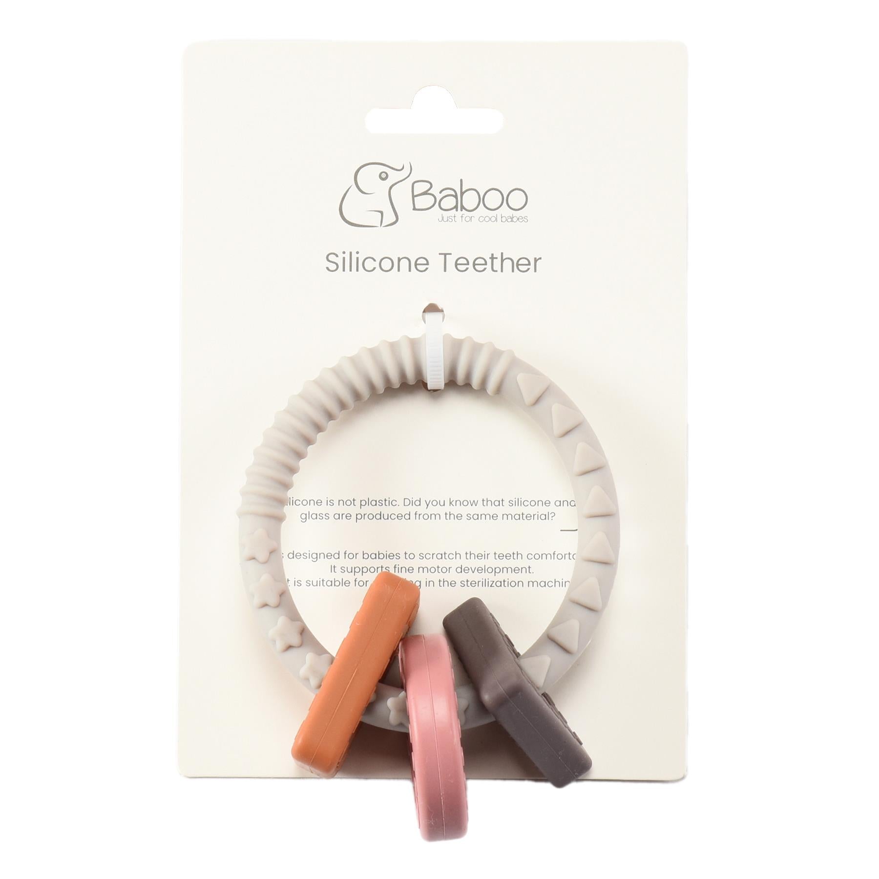 Silicone Baby Teether Gray - EFENDINA PAZAR - BABOO - 8682291517898