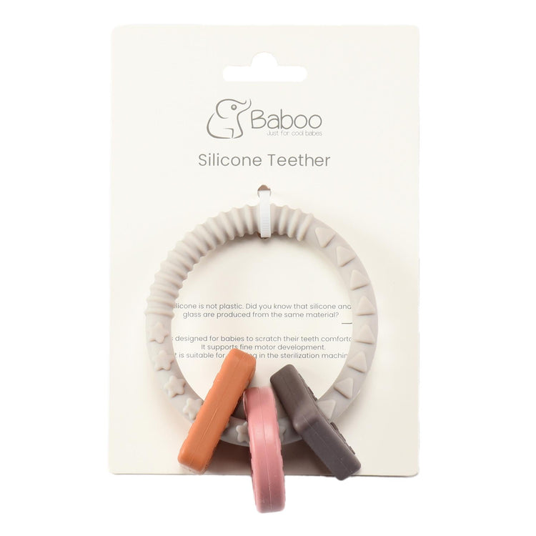 Silicone Baby Teether Gray - EFENDINA PAZAR - BABOO - 8682291517898