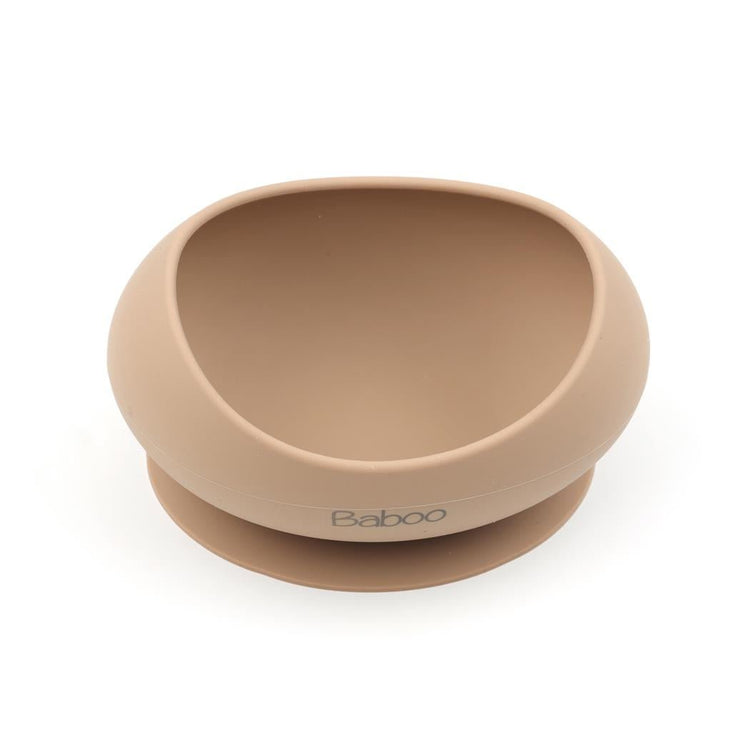 Silicone Vacuum Baby Bowl Beige - EFENDINA PAZAR - BABOO - 8682291517478