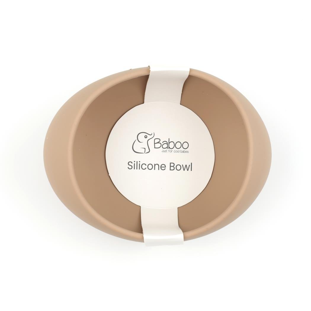 Silicone Vacuum Baby Bowl Beige - EFENDINA PAZAR - BABOO - 8682291517478