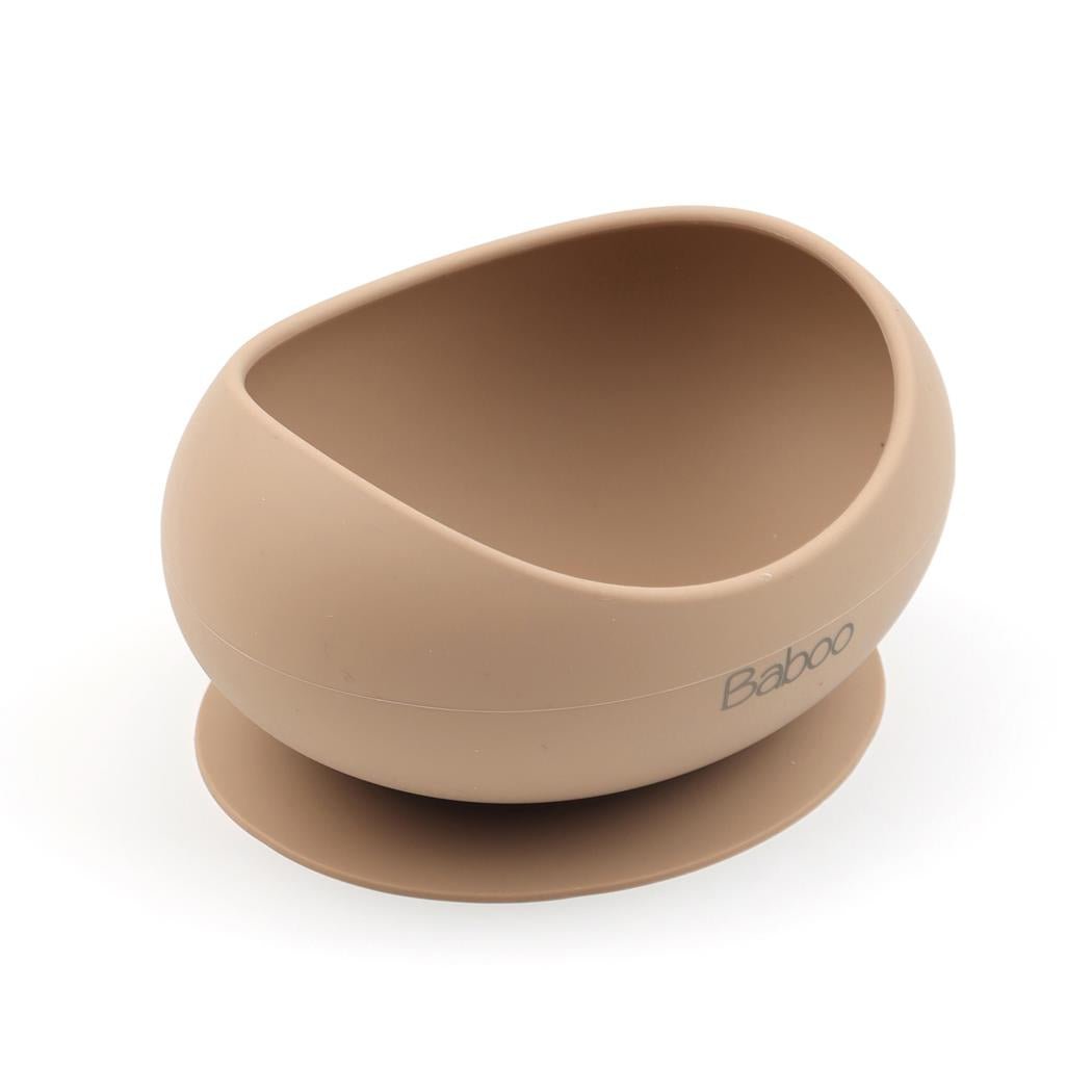 Silicone Vacuum Baby Bowl Beige - EFENDINA PAZAR - BABOO - 8682291517478