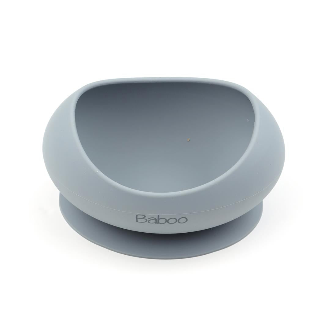 Silicone Vacuum Baby Bowl Gray - EFENDINA PAZAR - BABOO - 8682291517454