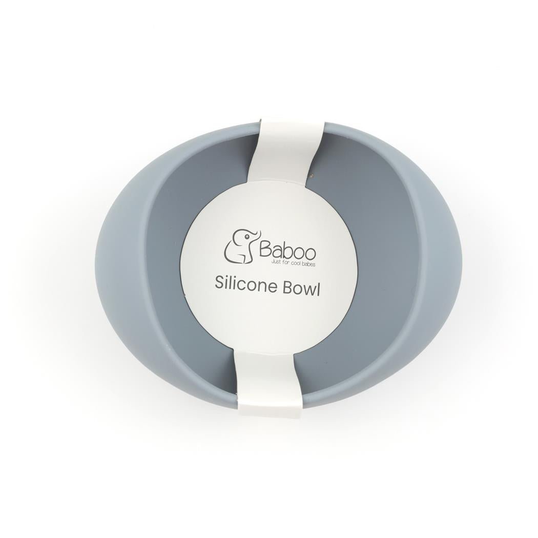 Silicone Vacuum Baby Bowl Gray - EFENDINA PAZAR - BABOO - 8682291517454