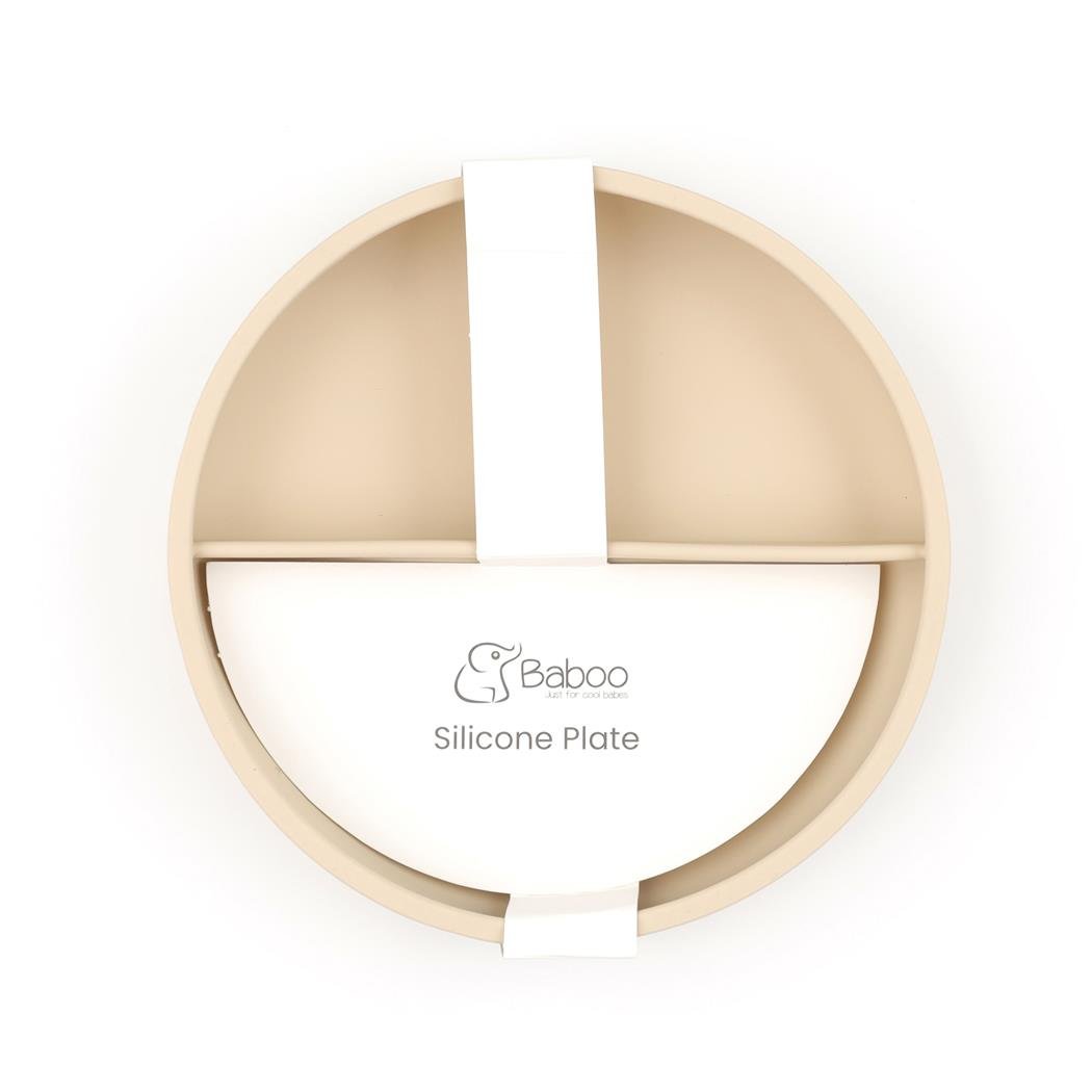 Silicone Vacuum Baby Compartment Plate Cream - EFENDINA PAZAR - BABOO - 8682291517416