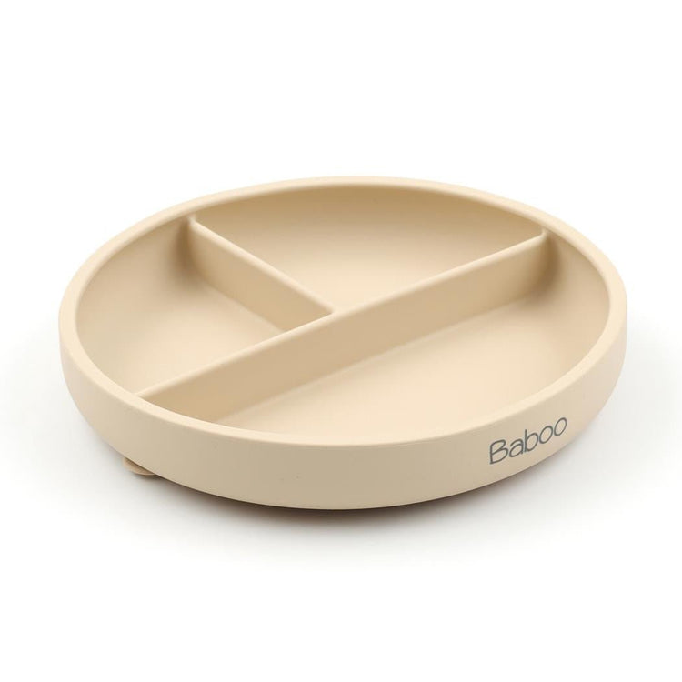 Silicone Vacuum Baby Compartment Plate Cream - EFENDINA PAZAR - BABOO - 8682291517416
