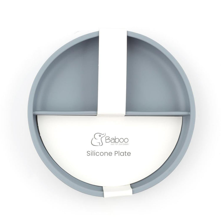 Silicone Vacuum Baby Compartment Plate Gray - EFENDINA PAZAR - BABOO - 8682291517409