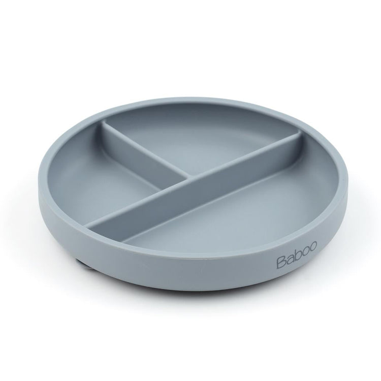 Silicone Vacuum Baby Compartment Plate Gray - EFENDINA PAZAR - BABOO - 8682291517409