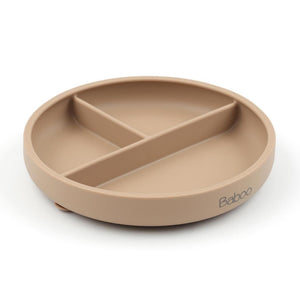 Silicone Vacuum Baby Plate with Compartment Beige - EFENDINA PAZAR - BABOO - 8682291517423