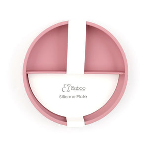 Silicone Vacuum Baby Plate with Compartments Pink - EFENDINA PAZAR - BABOO - 8682291517393
