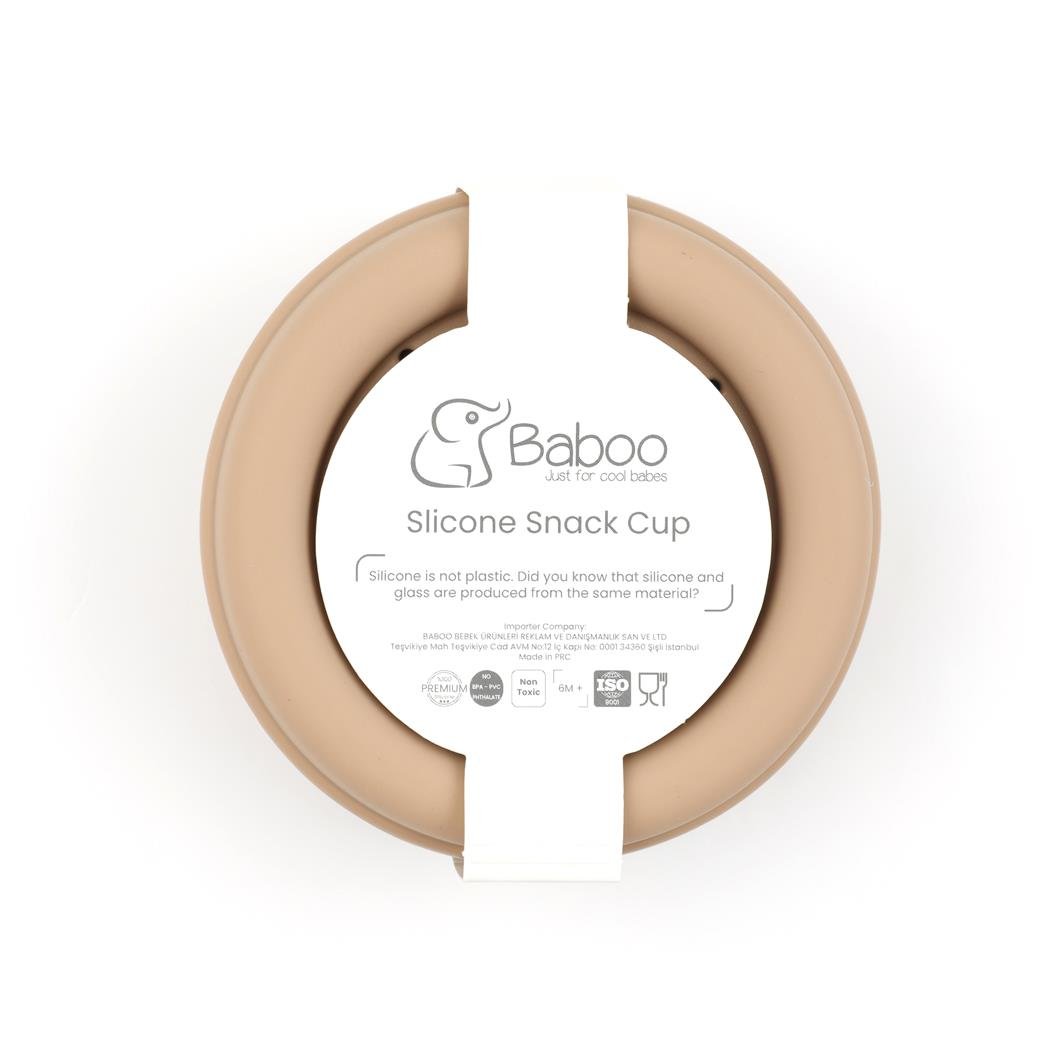 Silicone Vacuum Baby Snack Container Beige - EFENDINA PAZAR - BABOO - 8682291517782