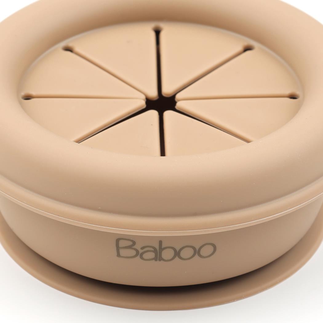 Silicone Vacuum Baby Snack Container Beige - EFENDINA PAZAR - BABOO - 8682291517782