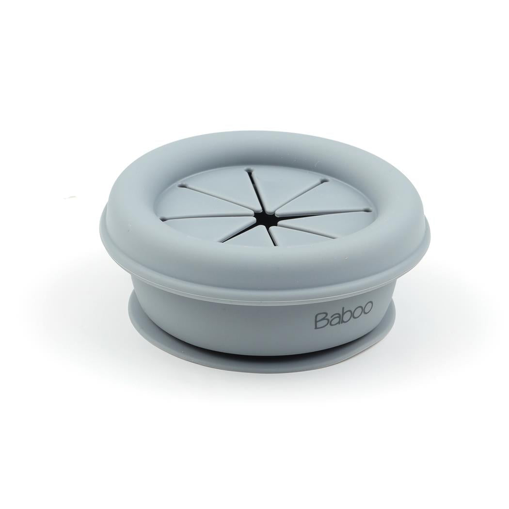 Silicone Vacuum Baby Snack Container Gray - EFENDINA PAZAR - BABOO - 8682291517768