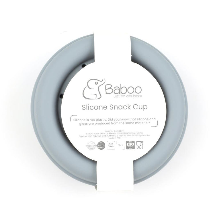 Silicone Vacuum Baby Snack Container Gray - EFENDINA PAZAR - BABOO - 8682291517768