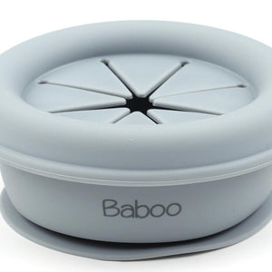 Silicone Vacuum Baby Snack Container Gray - EFENDINA PAZAR - BABOO - 8682291517768