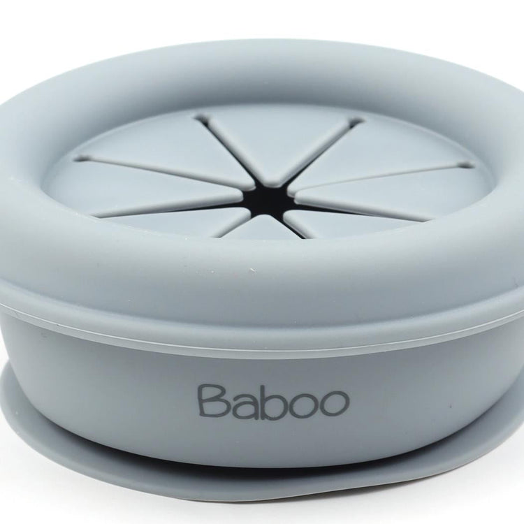 Silicone Vacuum Baby Snack Container Gray - EFENDINA PAZAR - BABOO - 8682291517768