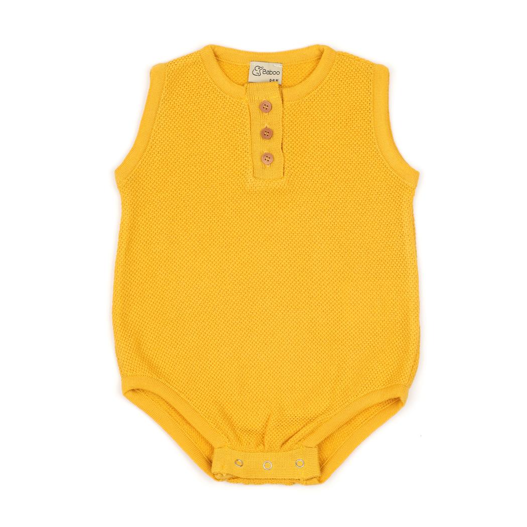 Sleeveless Summer Spring Baby Jumpsuit Yellow - EFENDINA PAZAR - BABOO - 8682291516679