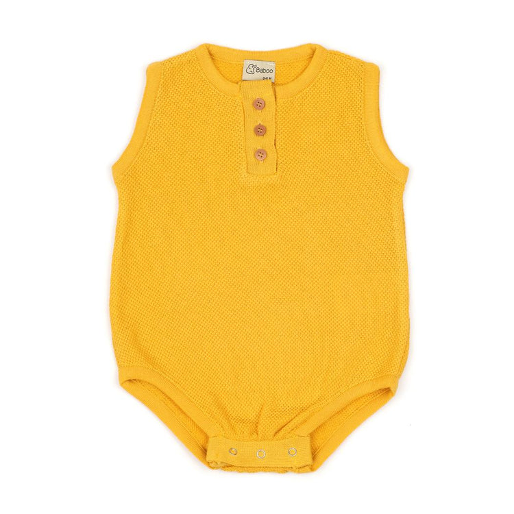 Sleeveless Summer Spring Baby Jumpsuit Yellow - EFENDINA PAZAR - BABOO - 8682291516679