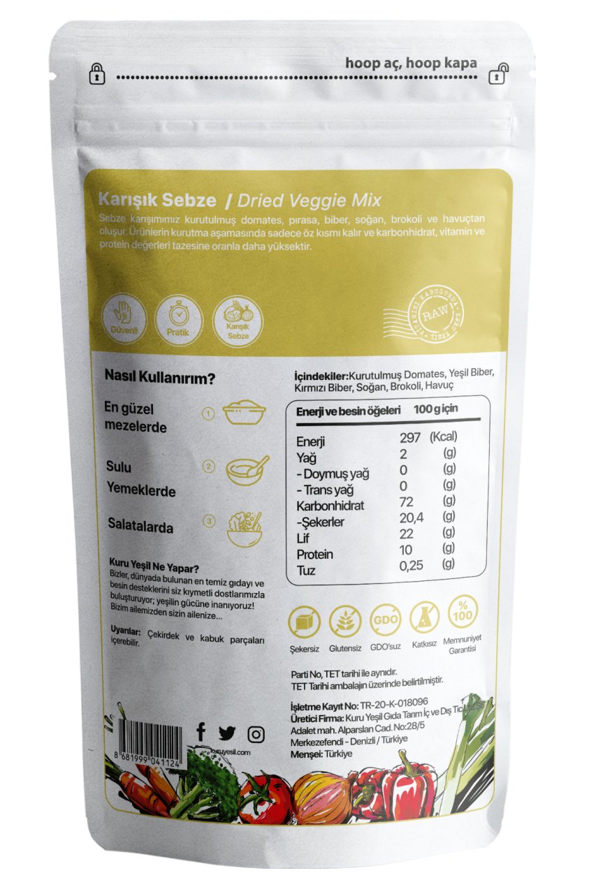 Kuru Yeşil Local Onion Powder and Local Vegetable Mix 100 g 2 Pack