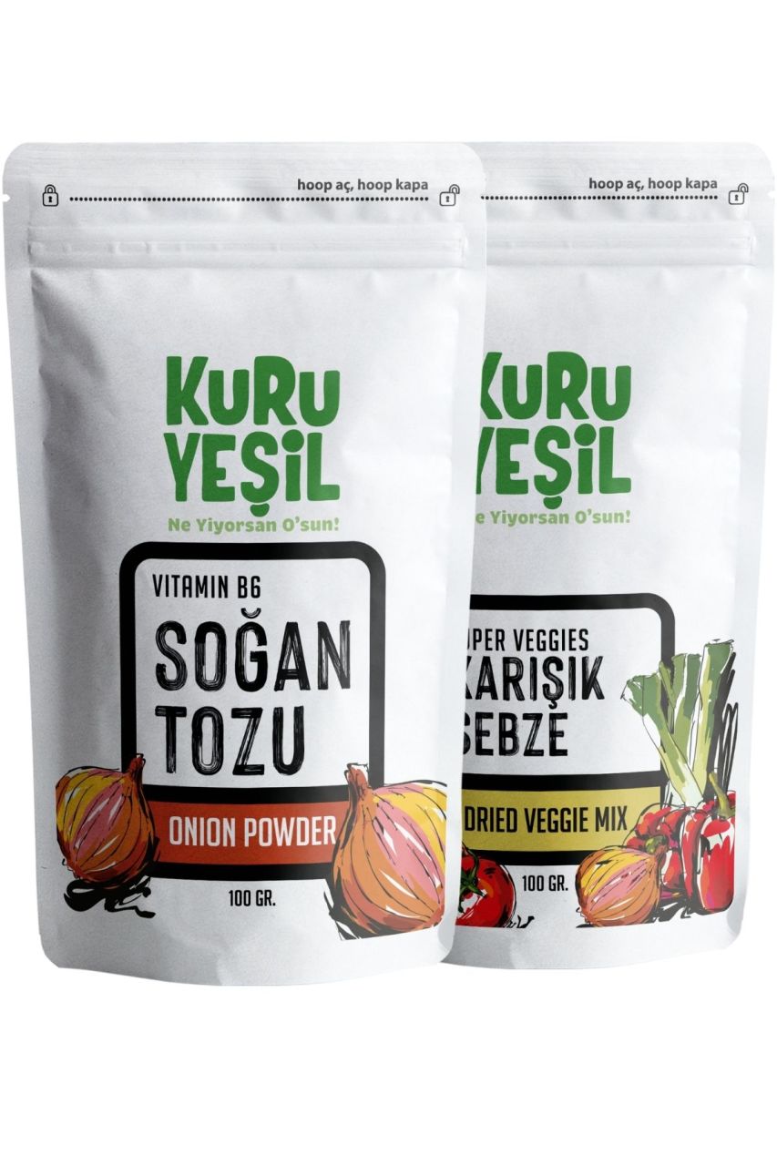 Kuru Yeşil Local Onion Powder and Local Vegetable Mix 100 g 2 Pack