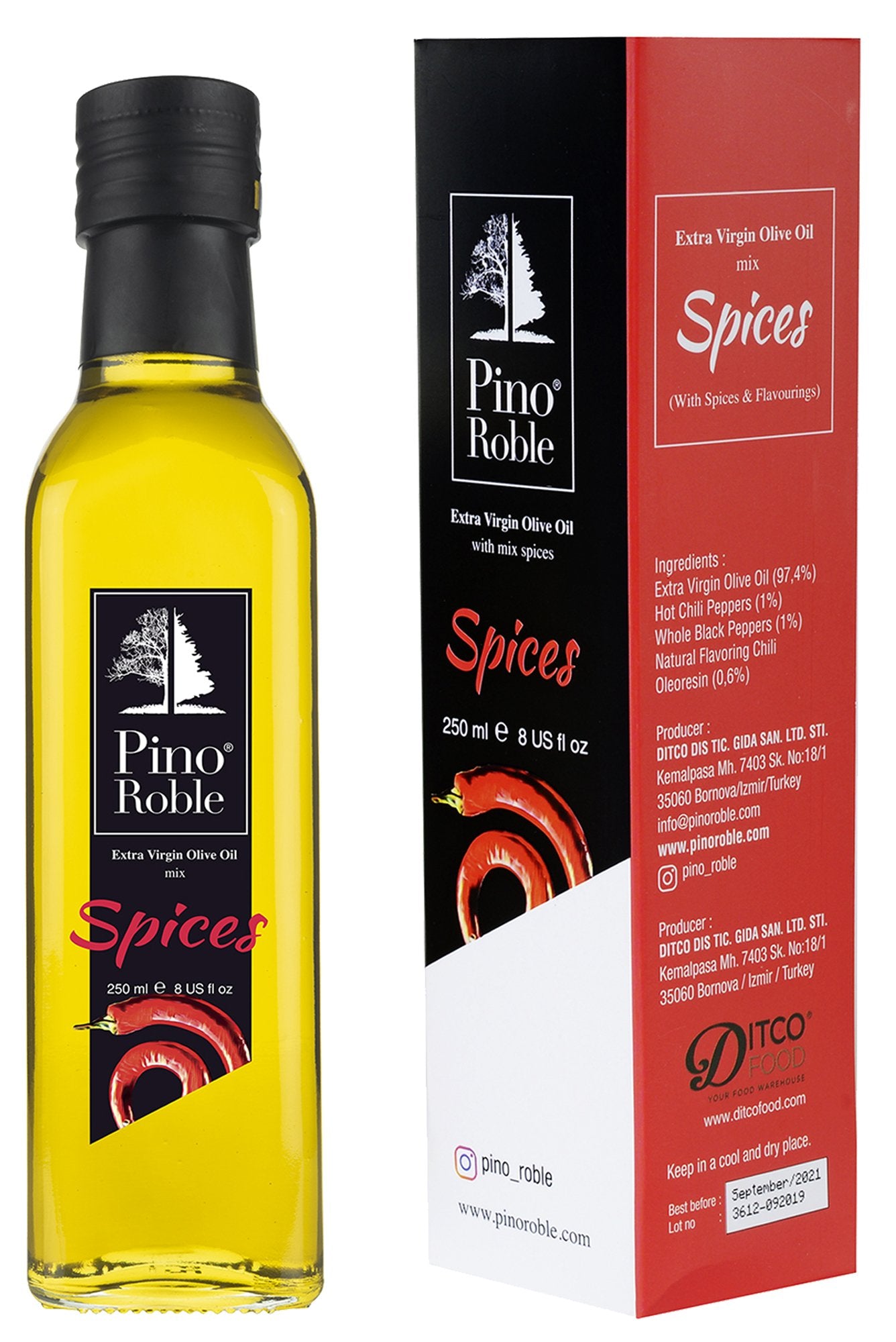 PinoRoble Extra Virgin Olive Oil Infused with Hot Spices