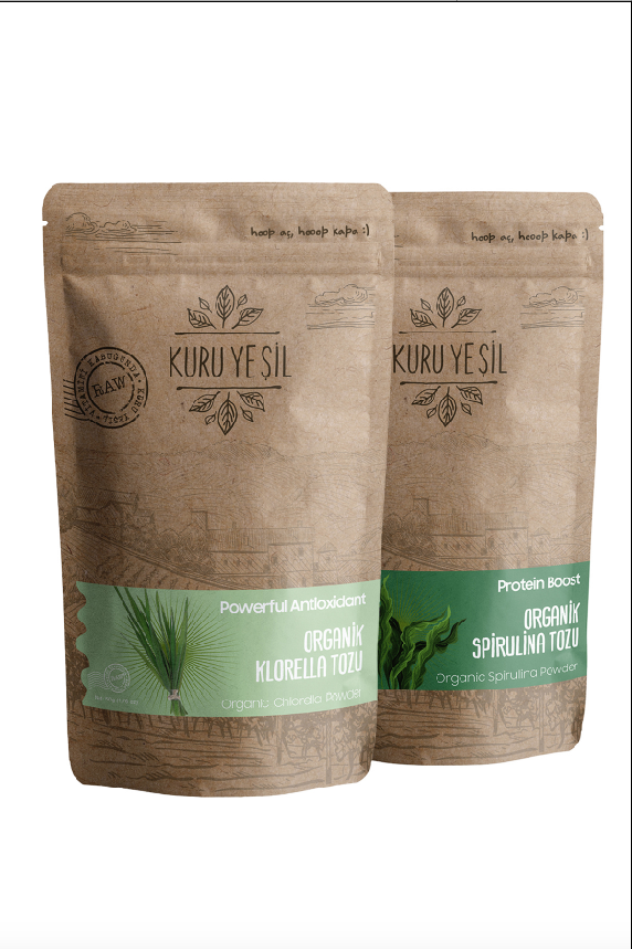 Organic Chlorella Powder 50 g and Organic Spirulina Powder 100 g