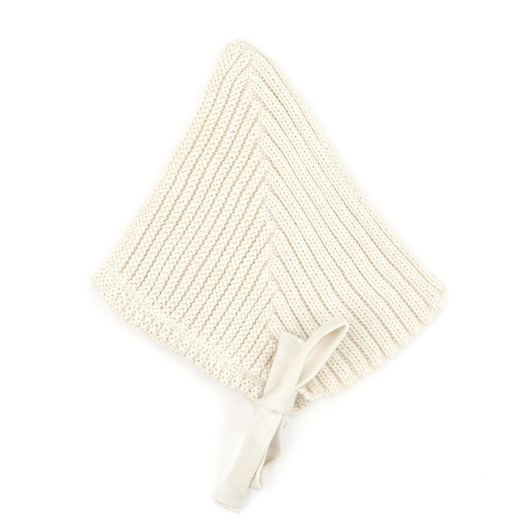 String Organic Cotton Baby Knitted Beanie Cream - EFENDINA PAZAR - BABOO - 8682291520744