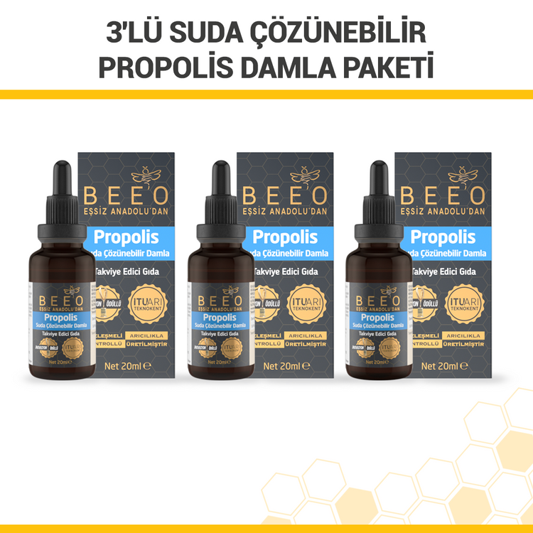 Beeo 3 Pack Water Soluble Propolis Drops