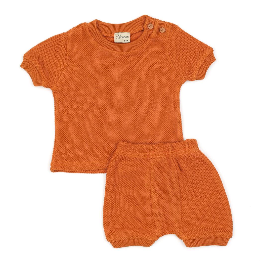 Summer, Spring T-Shirt Shorts Baby Set Cinnamon - EFENDINA PAZAR - BABOO - 8682291517546