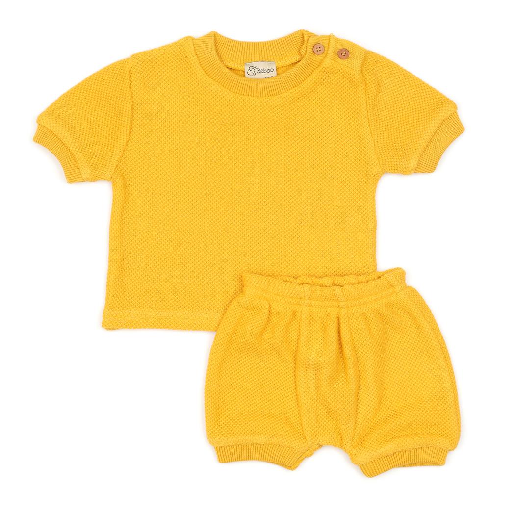 Summer, Spring T-Shirt Shorts Baby Set Yellow - EFENDINA PAZAR - BABOO - 