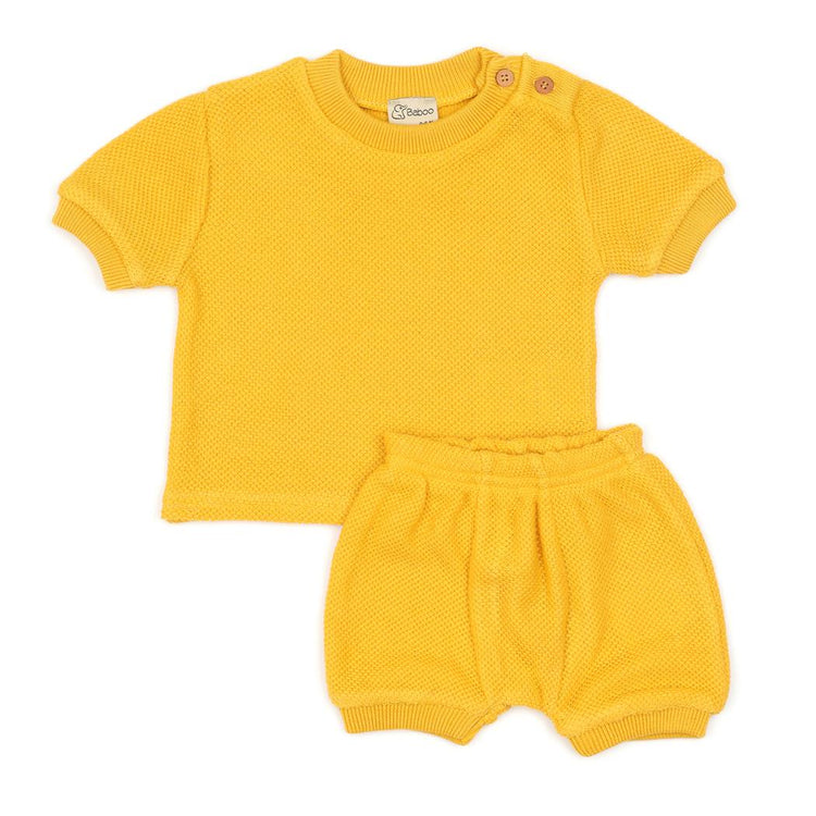 Summer, Spring T-Shirt Shorts Baby Set Yellow - EFENDINA PAZAR - BABOO - 