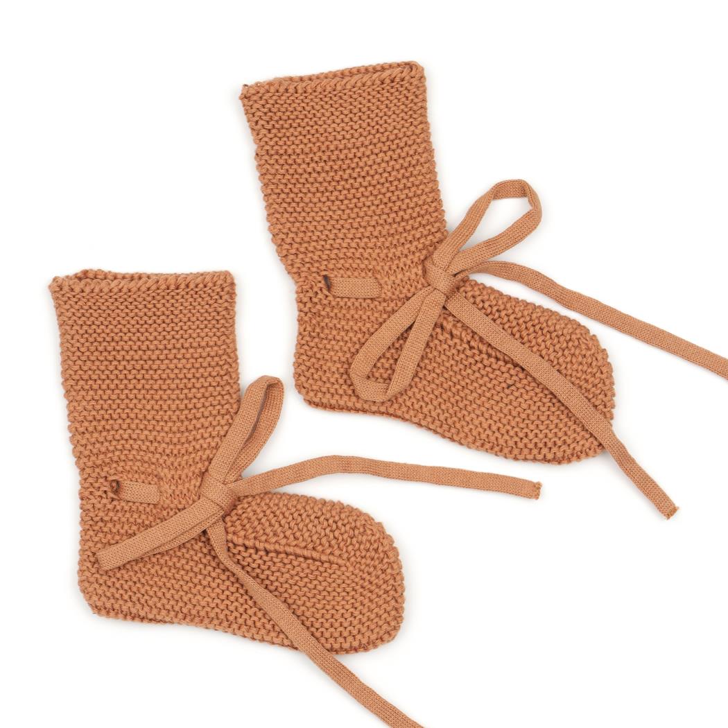 Swaddle Blanket Beanie Booties Gift Set Brown - EFENDINA PAZAR - BABOO - 8691810009424