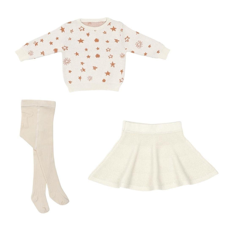 Sweater Skirt Pantyhose Gift Set Cream - EFENDINA PAZAR - BABOO - 8691810008328