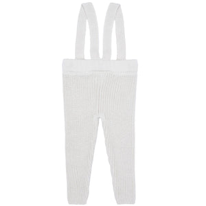 Thick Knitted Organic Cotton Baby and Children Suspender Trousers Cream - EFENDINA PAZAR - BABOO - 