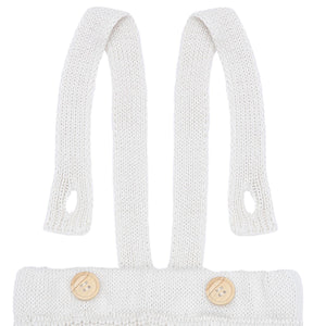 Thick Knitted Organic Cotton Baby and Children Suspender Trousers Cream - EFENDINA PAZAR - BABOO - 