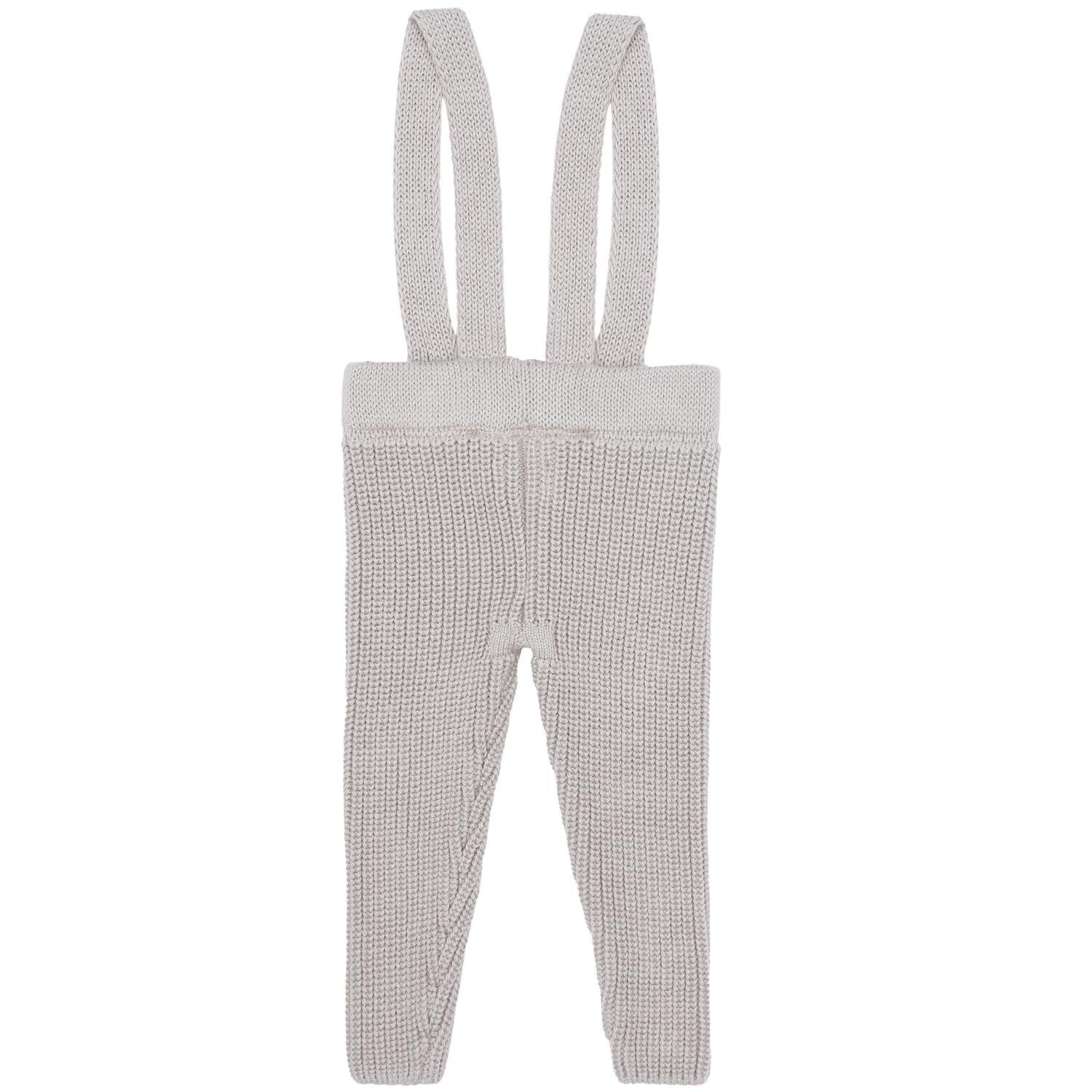 Thick Knitted Organic Cotton Baby and Kids Suspender Trousers Beige - EFENDINA PAZAR - BABOO - 8682291514941
