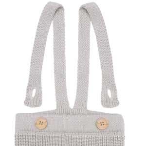 Thick Knitted Organic Cotton Baby and Kids Suspender Trousers Beige - EFENDINA PAZAR - BABOO - 8682291514941