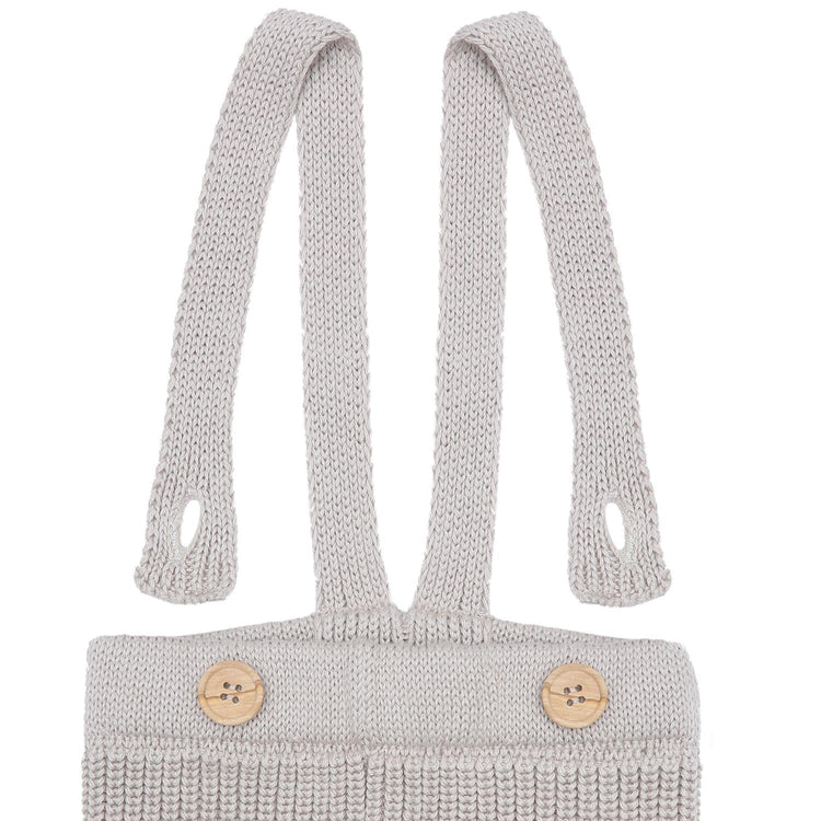 Thick Knitted Organic Cotton Baby and Kids Suspender Trousers Beige - EFENDINA PAZAR - BABOO - 8682291514941