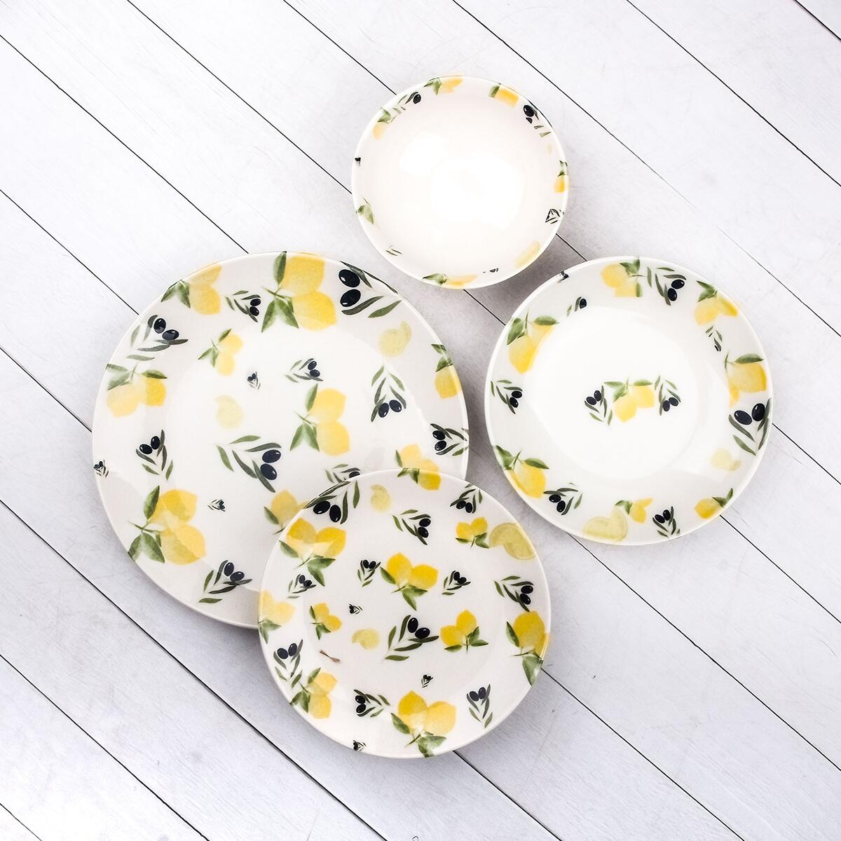 Tulu Classic 24 Piece Dinner Set Db Olive-Lemon