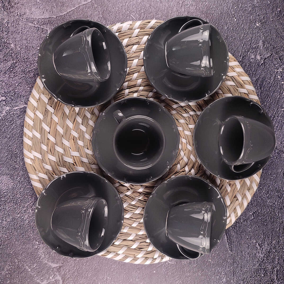 Tulu Luna Anthracite Tea Cup Set for 6 Persons 210 ml