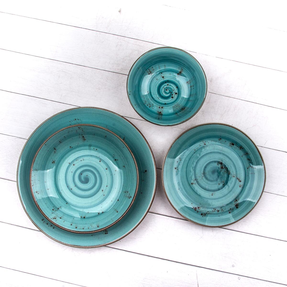 Tulu Porcelain 24 Piece Dinner Set Soft Water Green - EFENDINA PAZAR - TULU - 8682190110480